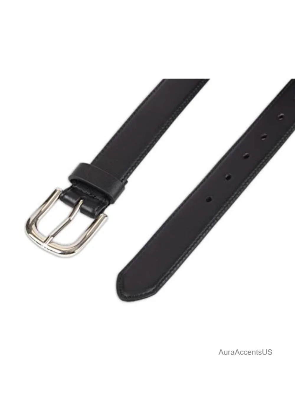 Women's Faux Leather Belt with Silver Buckle - 1 inch Wide, Office & Weekend